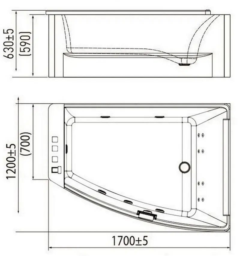 Cada de baie Volle 12-88-100/R 170х120 Right (White)