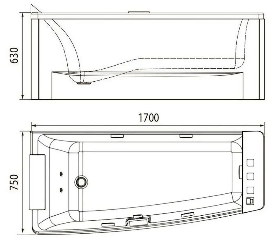 Cada de baie Volle 12-88-102/L 170х75 Left (White) - 3
