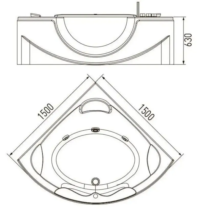 Cada de baie Volle TS-103CC 150х150 (White) - 3