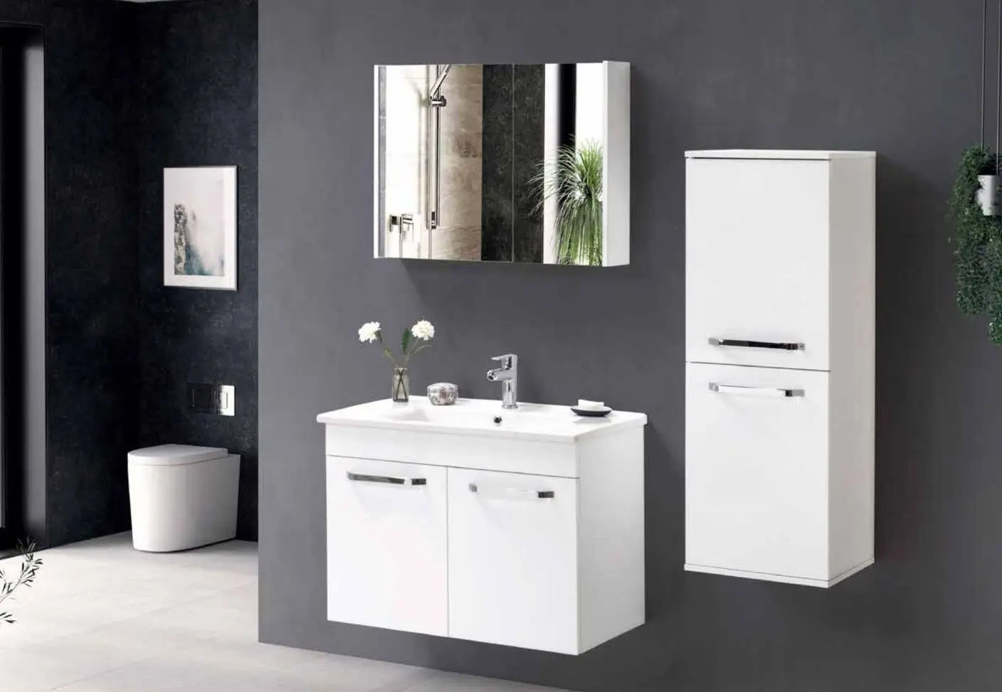 Dulap cu oglinda Martat Menekse 80 (White) - 2