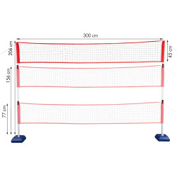 Set de badminton/volei/tenis Nils NT0300 3in1 (Red/Blue) Thumb