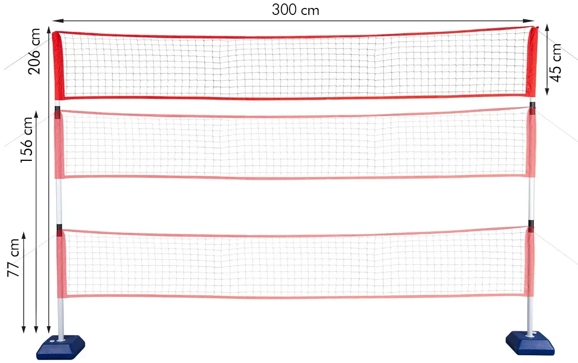 Set de badminton/volei/tenis Nils NT0300 3in1 (Red/Blue) - 4