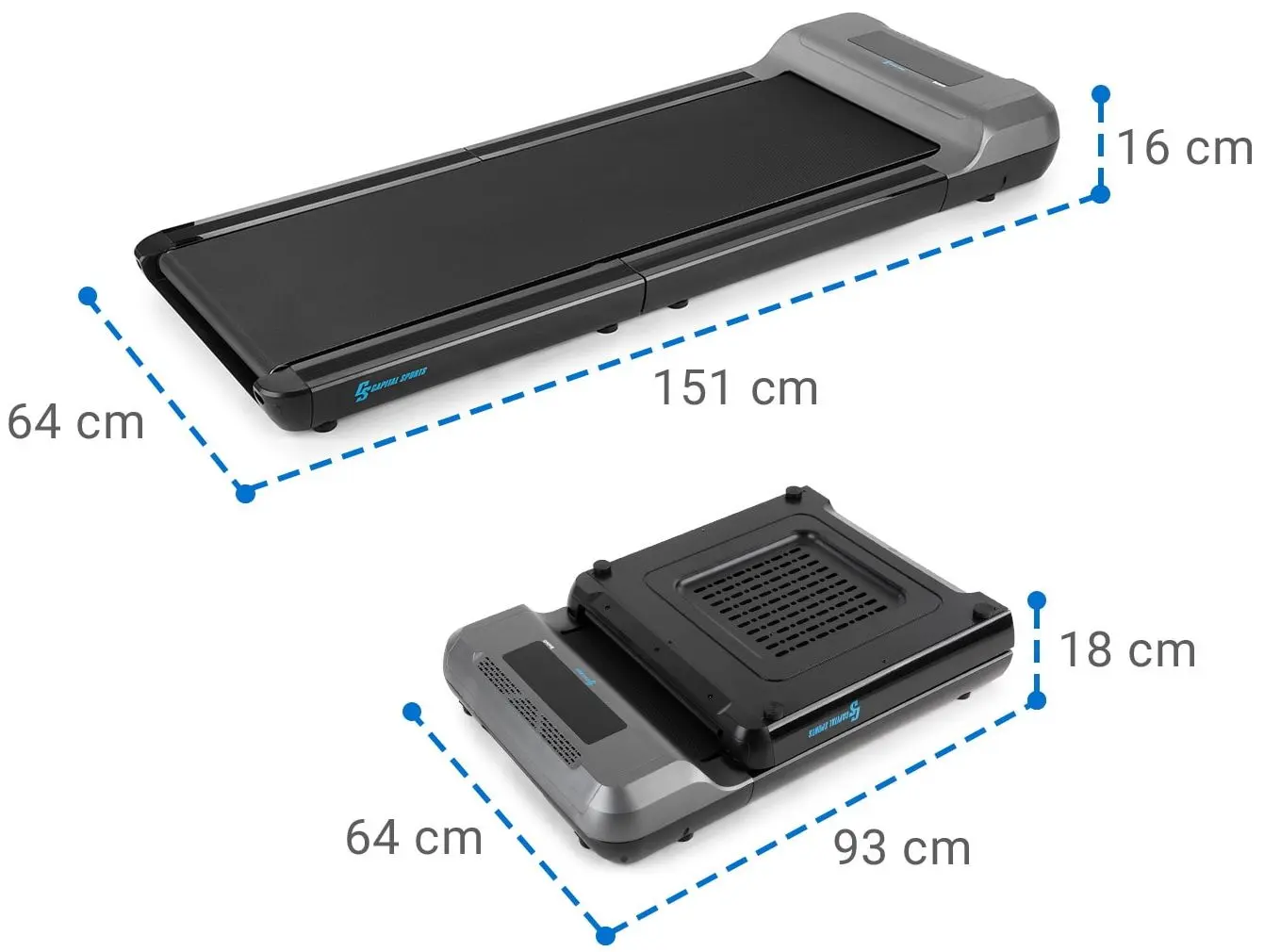 Banda de alergare Capital Sports Compact Space (Black)