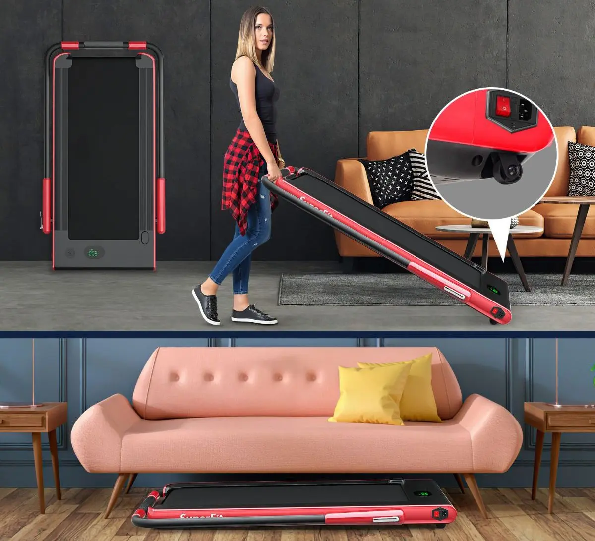 Banda de alergare Costway SP37513DE-RE (Red)