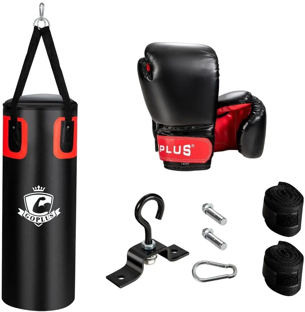 Sac de box + manusi + bandaje box Costway SP37568DK (Black/Red)