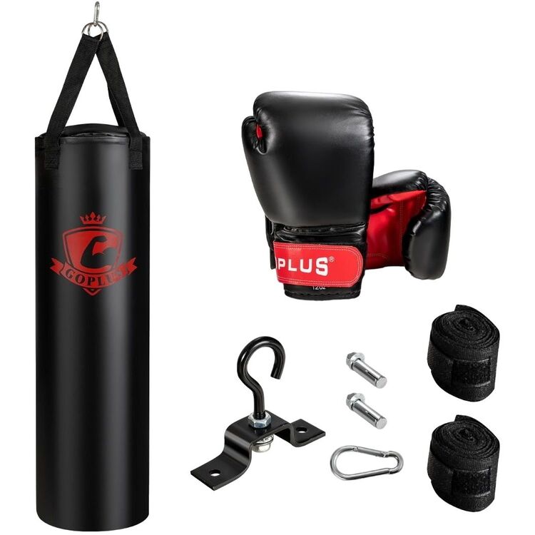 Sac de box + manusi + bandaje box Costway SP37569DK (Black/Red)