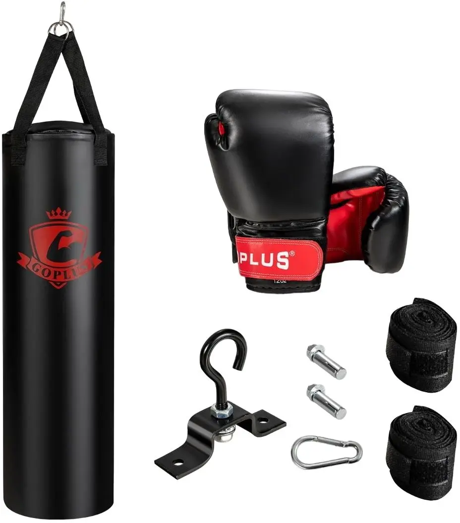 Sac de box + manusi + bandaje box Costway SP37569DK (Black/Red)