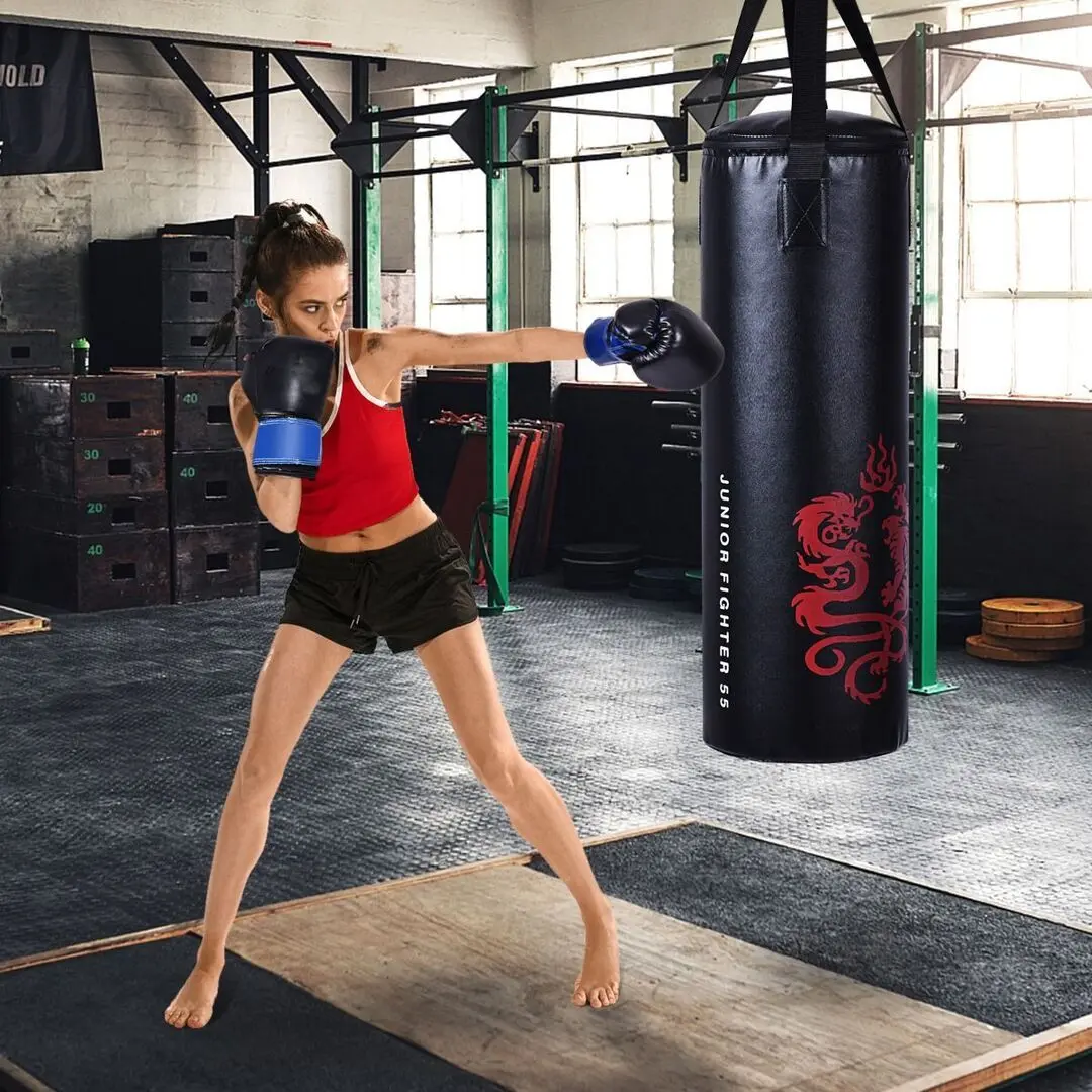 Sac de box + manusi + coarda de sarit Costway SP37545 (Black/Red)