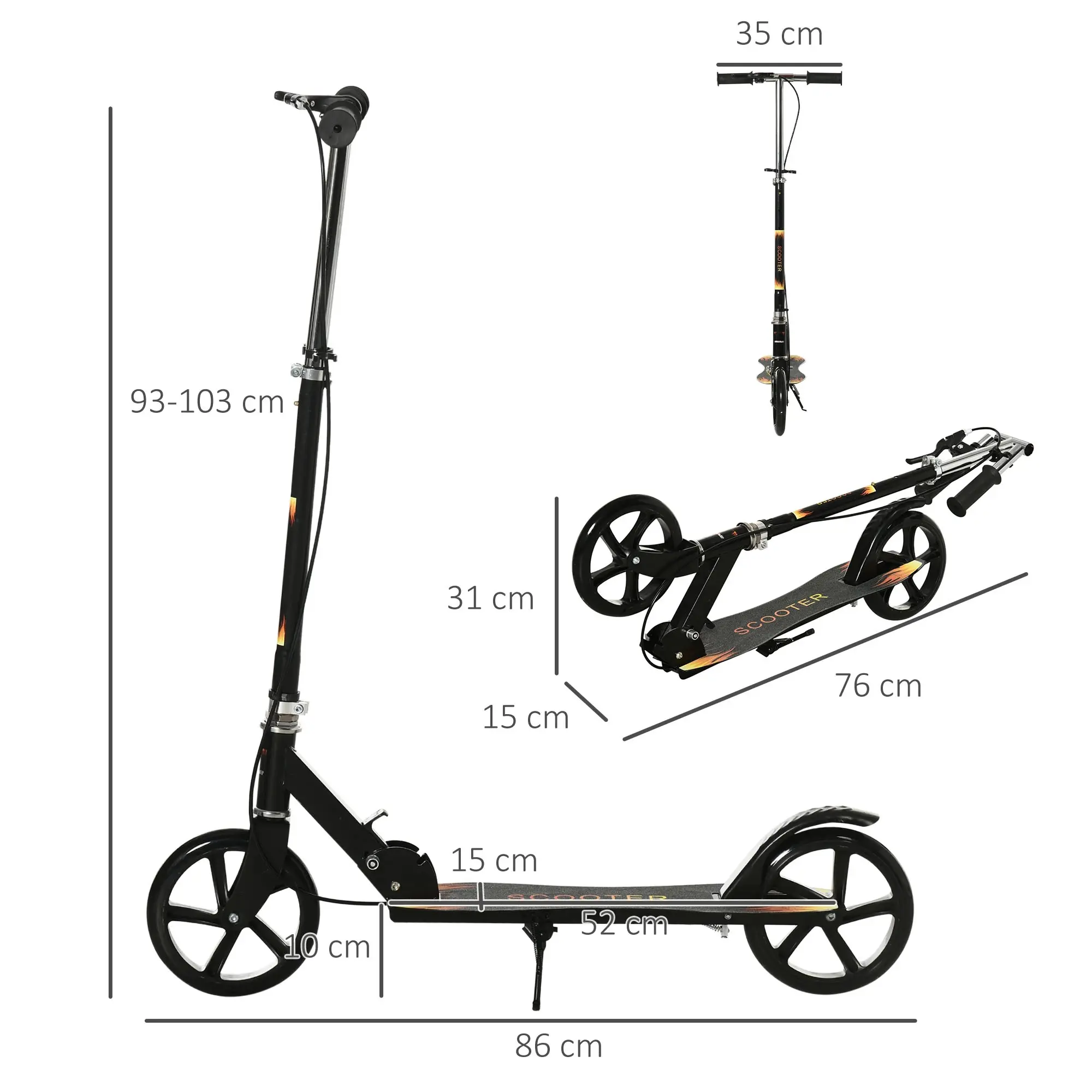 Самокат Homcom 371-046V01BK (Black) - 3