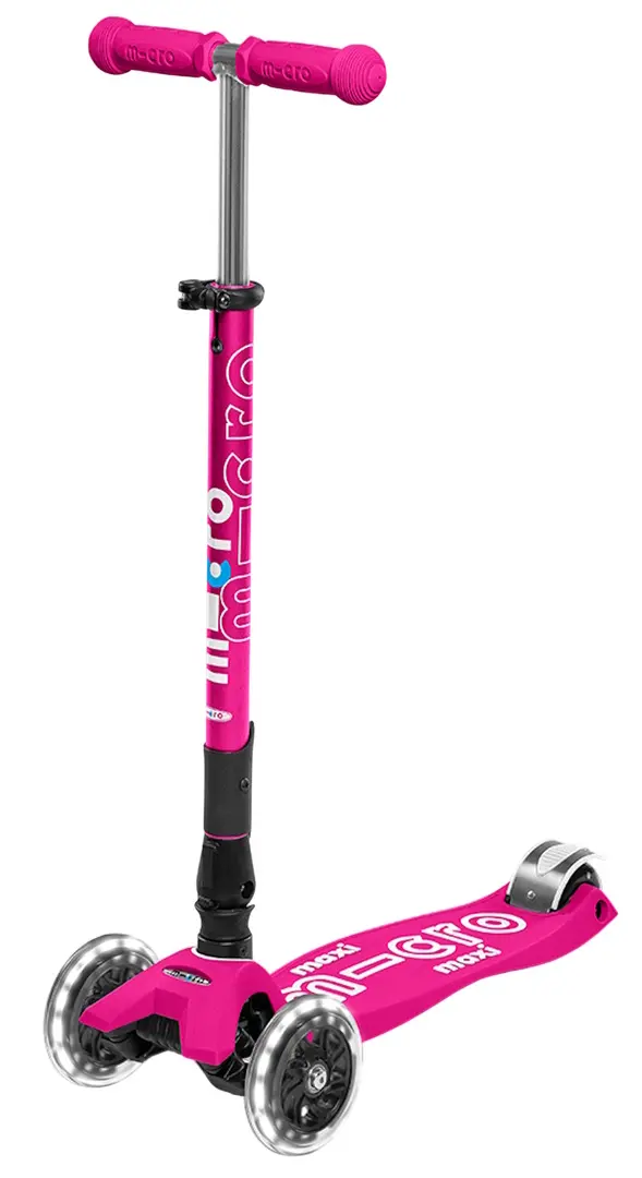 Самокат Micro Maxi Deluxe Foldable LED (Shocking Pink)