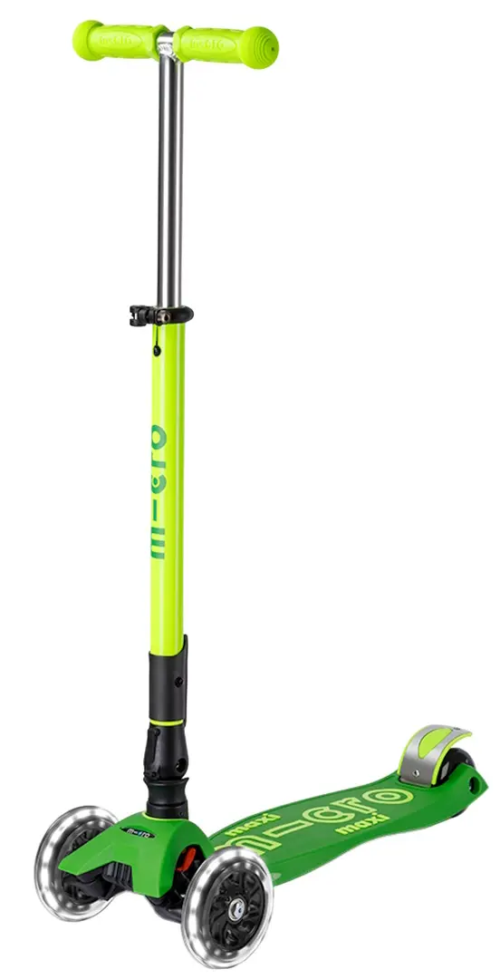 Самокат Micro Maxi Deluxe Foldable Neon LED (Parrot Green)