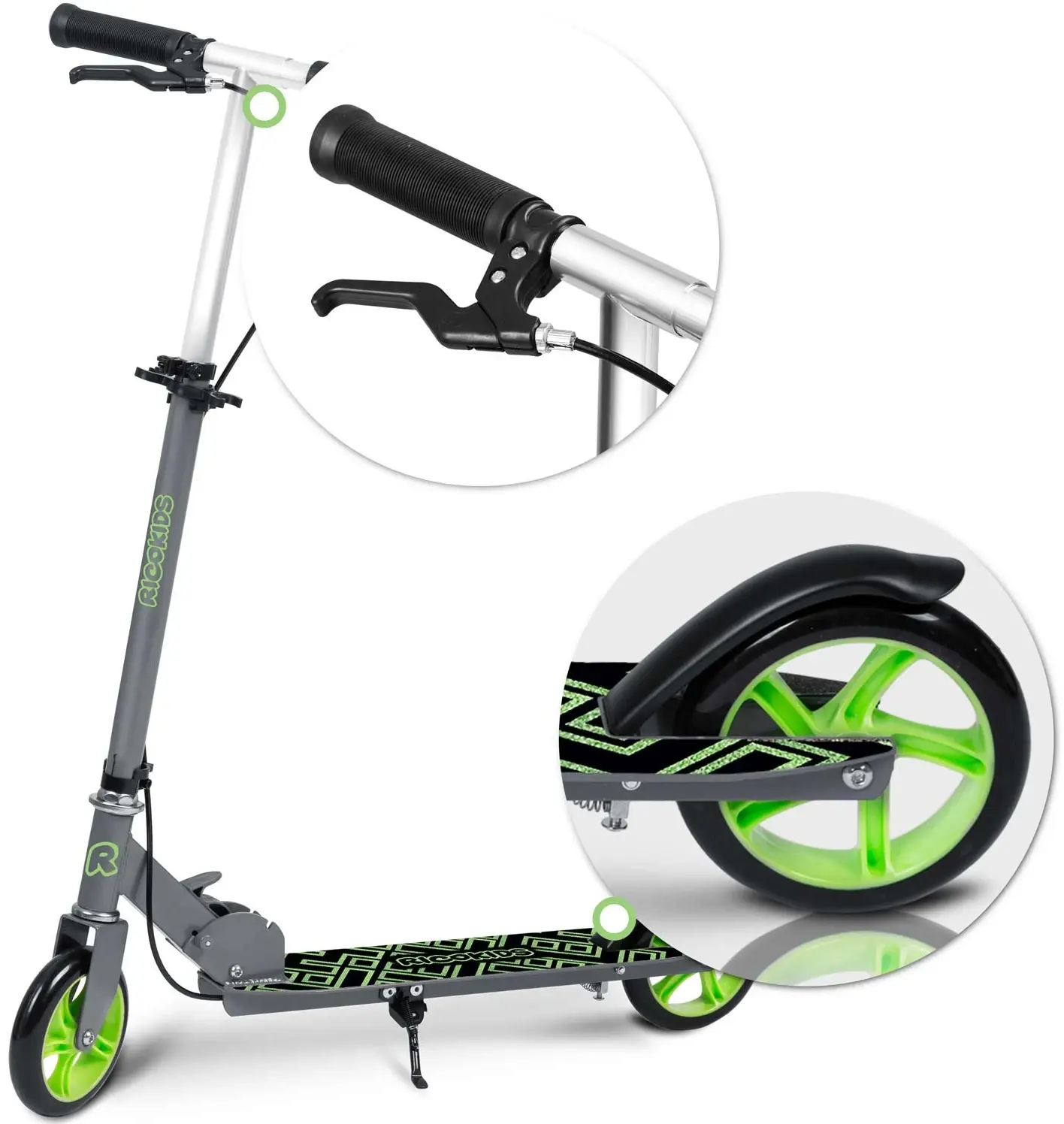 Самокат Ricokids Kodi (Grey/Green) - 4