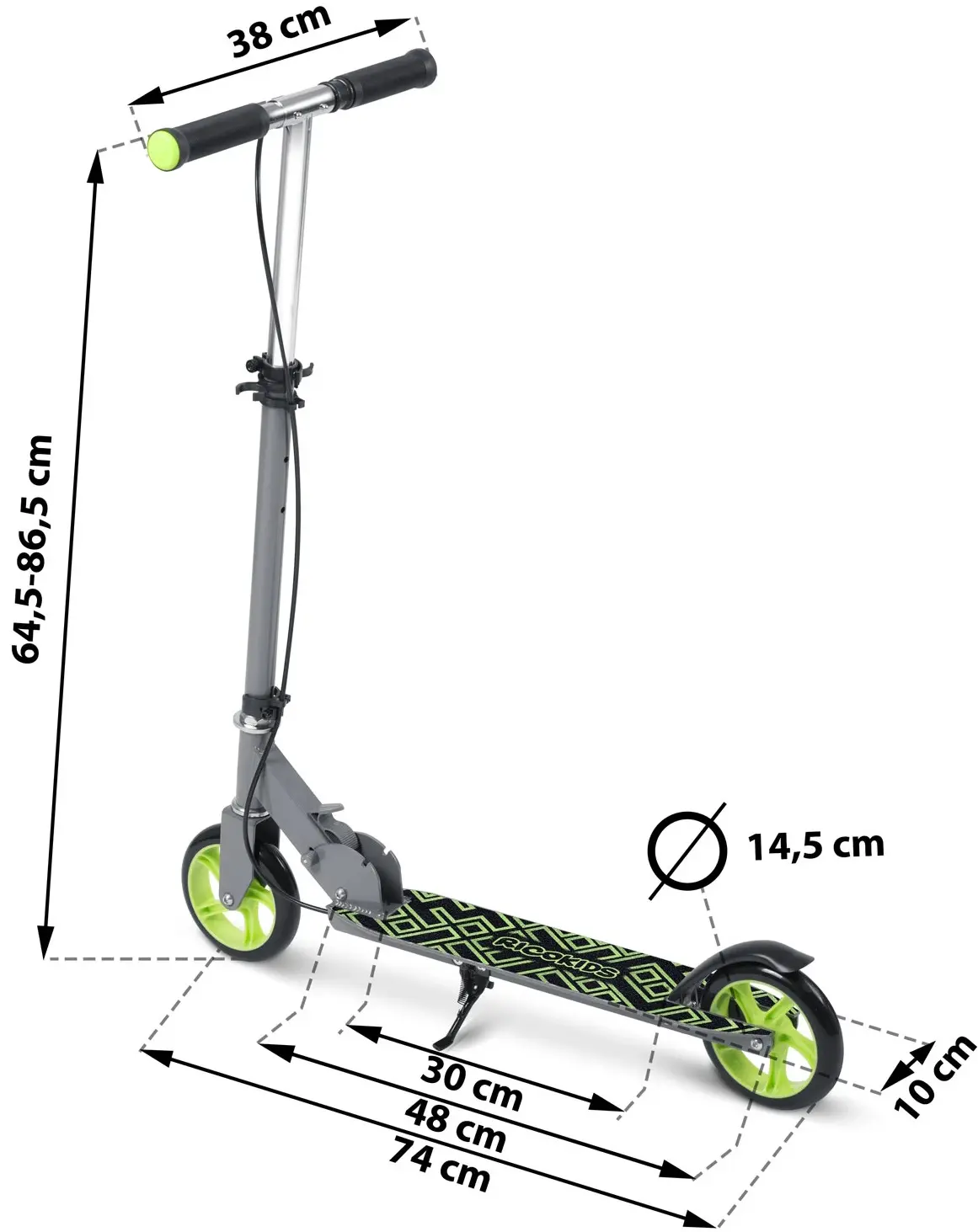 Самокат Ricokids Kodi (Grey/Green) - 7