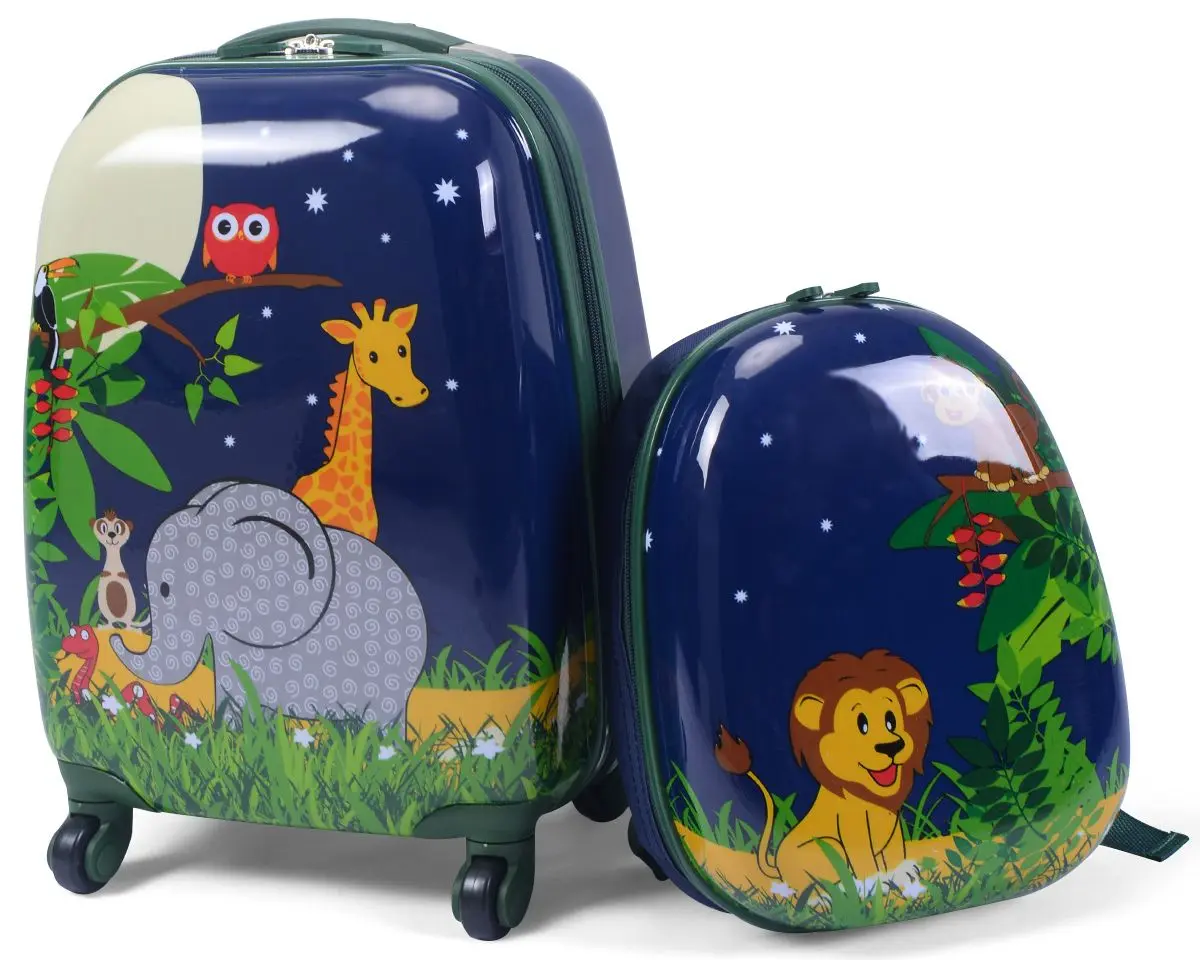 Valiza + ghiozdan pentru copii Costway BG51214 (Blue)