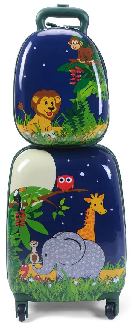 Valiza + ghiozdan pentru copii Costway BG51214 (Blue)