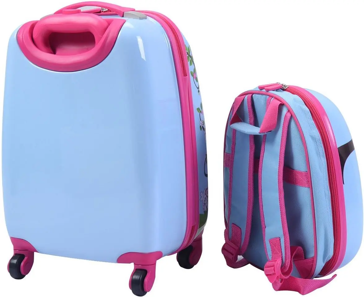Детский чемодан + рюкзак Costway BG51215 (Blue/Pink)