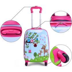 Детский чемодан + рюкзак Costway BG51215 (Blue/Pink) Thumb