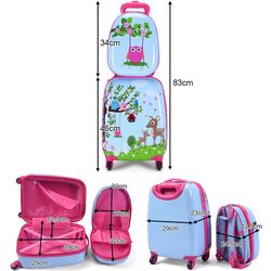 Детский чемодан + рюкзак Costway BG51215 (Blue/Pink) Thumb