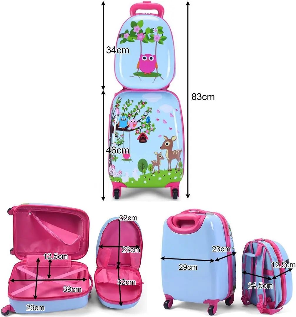 Детский чемодан + рюкзак Costway BG51215 (Blue/Pink)