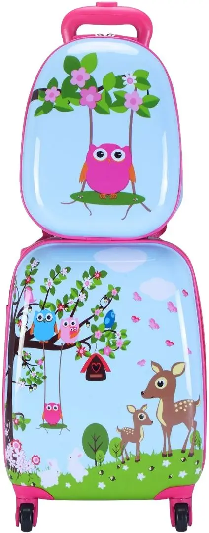 Детский чемодан + рюкзак Costway BG51215 (Blue/Pink)