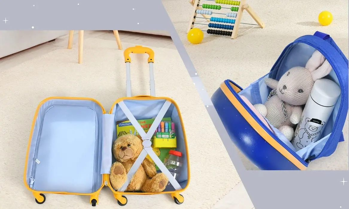 Valiza + rucsac pentru copii Costway BN10002 (Blue)