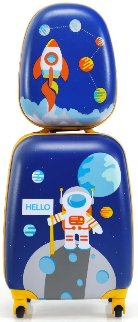 Valiza + rucsac pentru copii Costway BN10002 (Blue)