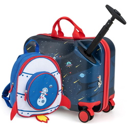 Valiza + rucsac pentru copii Costway BN10003DK (Dark Blue)