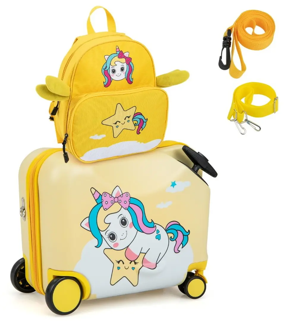 Детский чемодан + рюкзак Costway BN10003HS (Yellow)