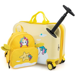 Valiza + rucsac pentru copii Costway BN10003HS (Yellow)