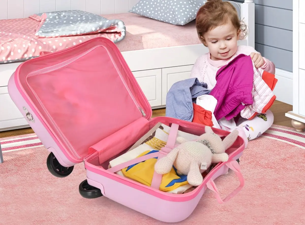 Valiza + rucsac pentru copii Costway BN10003PI (Pink)