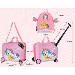 Valiza + rucsac pentru copii Costway BN10003PI (Pink) Thumb