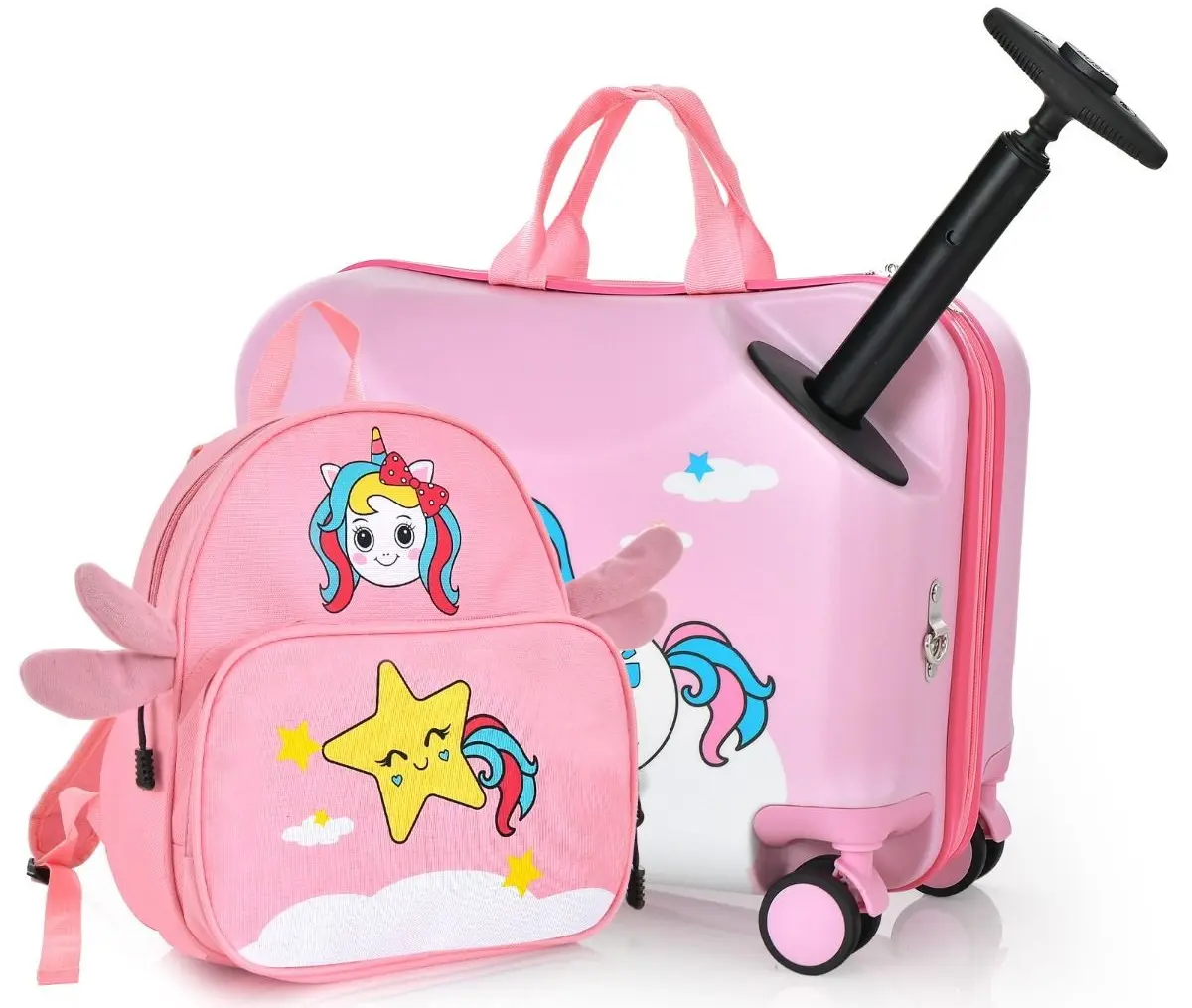 Valiza + rucsac pentru copii Costway BN10003PI (Pink)