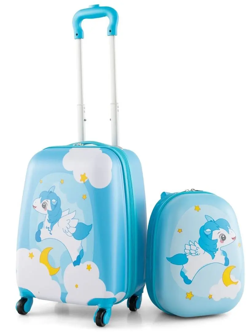 Valiza + ghiozdan pentru copii Costway BN10004BL (Blue)