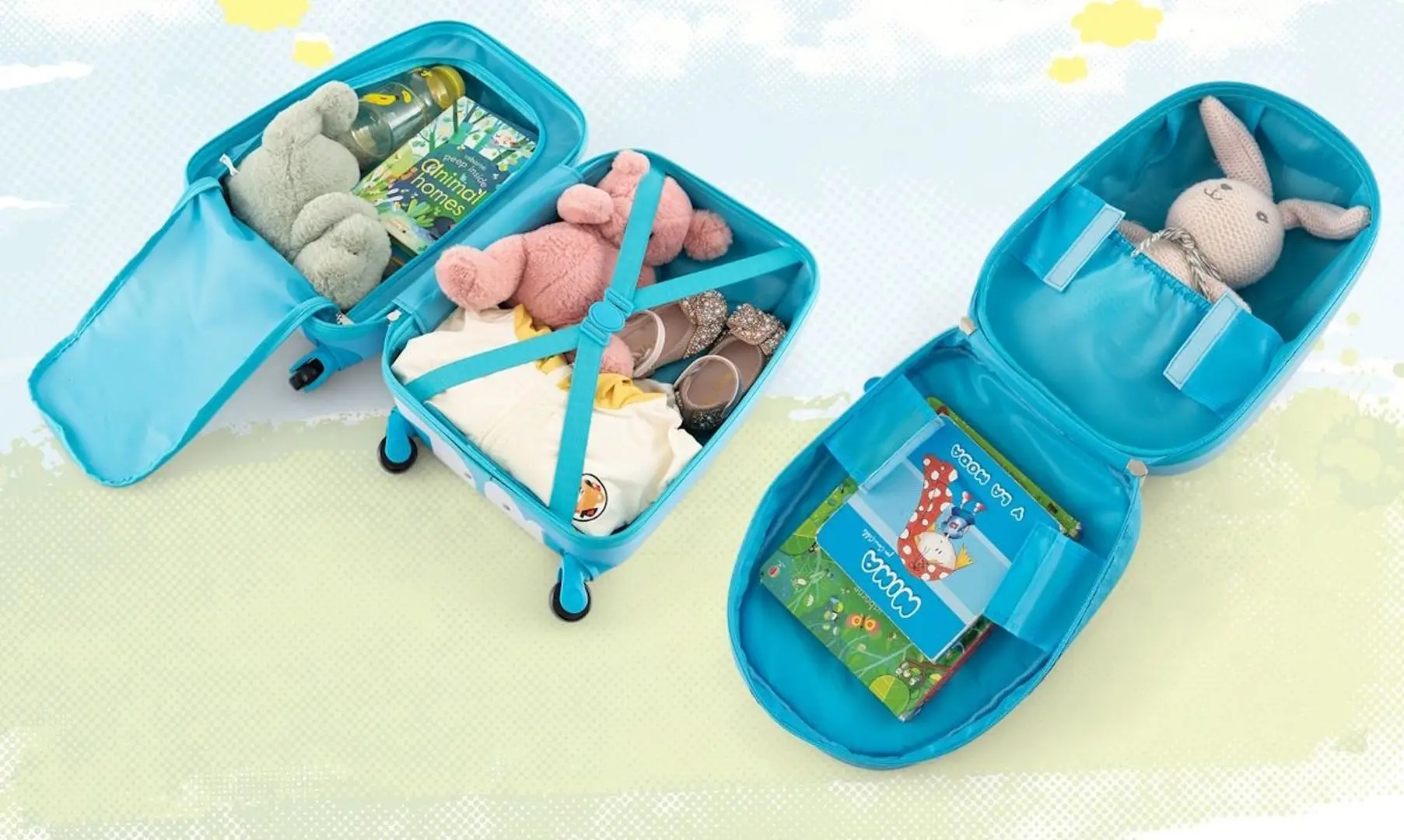 Valiza + ghiozdan pentru copii Costway BN10004BL (Blue)