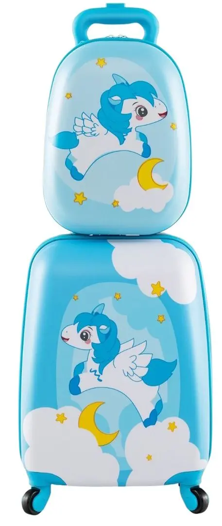 Valiza + ghiozdan pentru copii Costway BN10004BL (Blue)