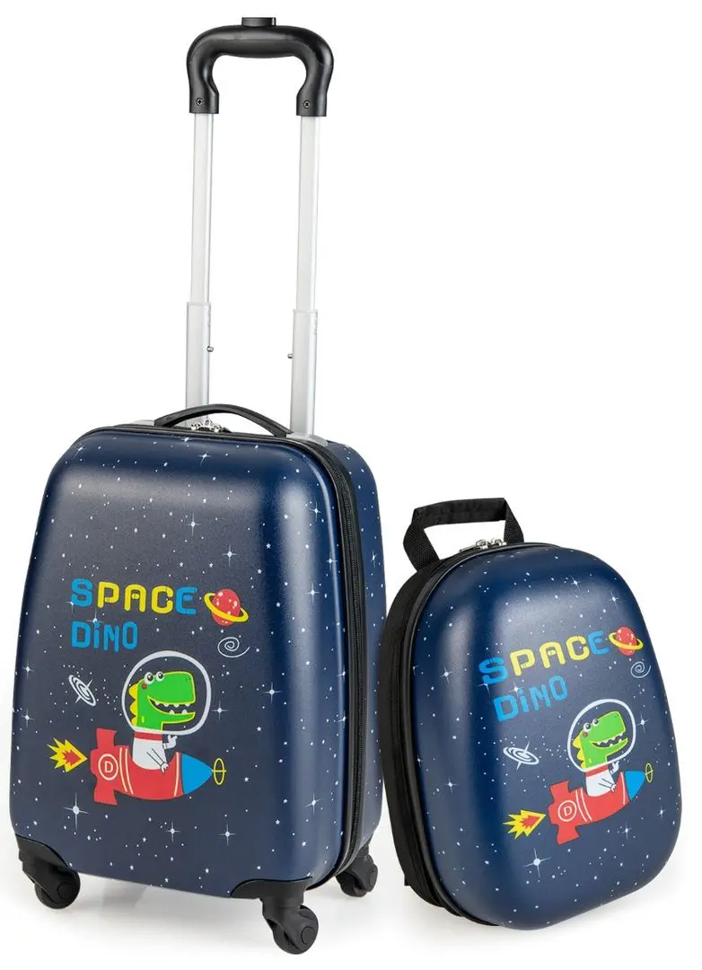 Valiza + ghiozdan pentru copii Costway BN10004DK (Blue)