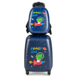 Valiza + ghiozdan pentru copii Costway BN10004DK (Blue)