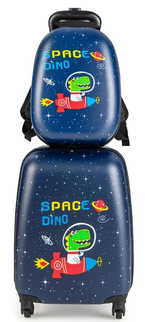 Valiza + ghiozdan pentru copii Costway BN10004DK (Blue)