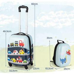 Детский чемодан + рюкзак Costway BN10004NY (Blue) Thumb