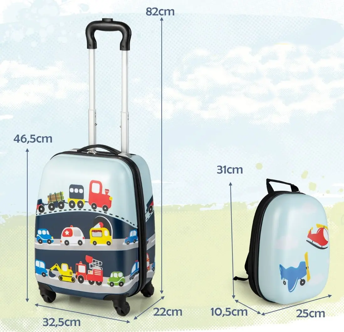 Детский чемодан + рюкзак Costway BN10004NY (Blue)