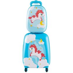 Детский чемодан + рюкзак Costway BN10004OR (Blue/Orange) Thumb