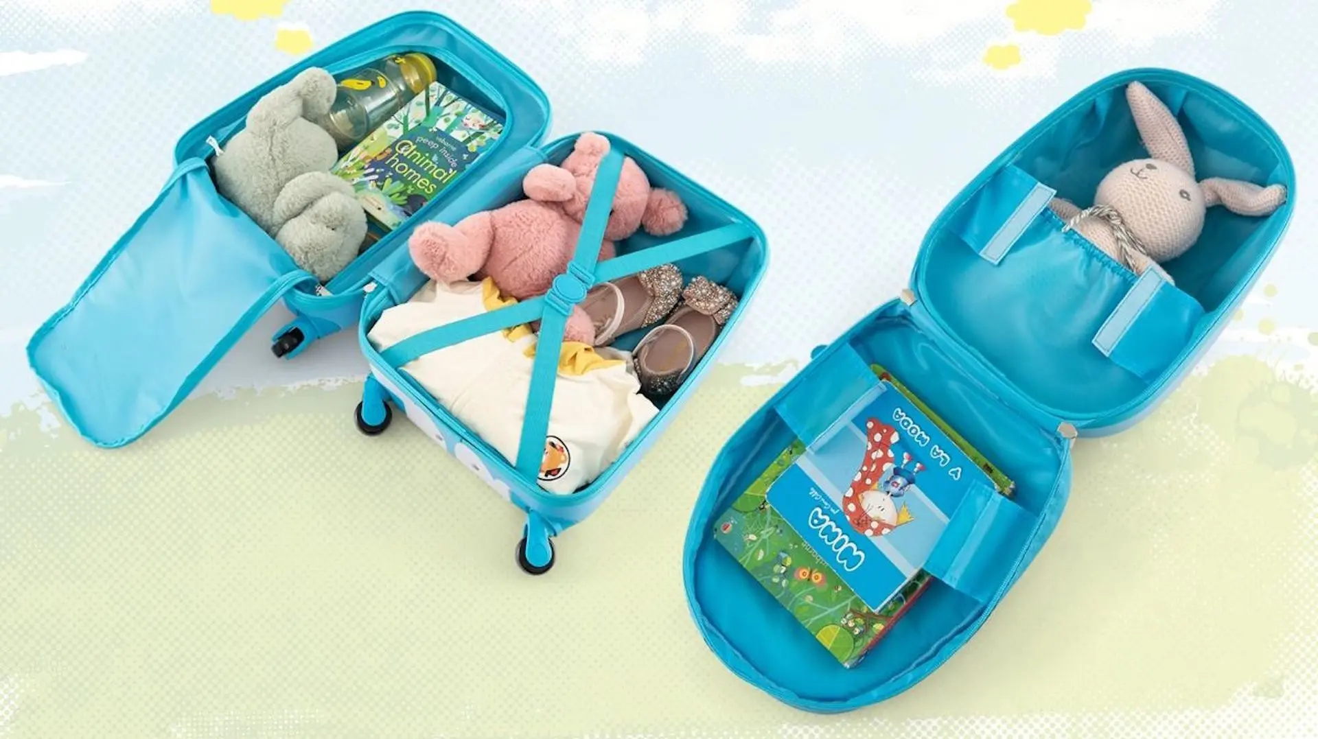 Детский чемодан + рюкзак Costway BN10004OR (Blue/Orange)