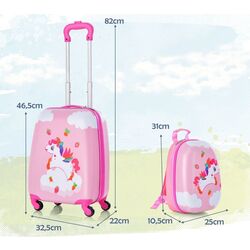 Valiza + ghiozdan pentru copii Costway BN10004UC (Pink) Thumb