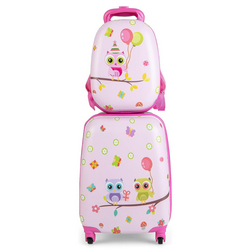 Valiza + ghiozdan pentru copii Costway BN10004ZS (Pink)