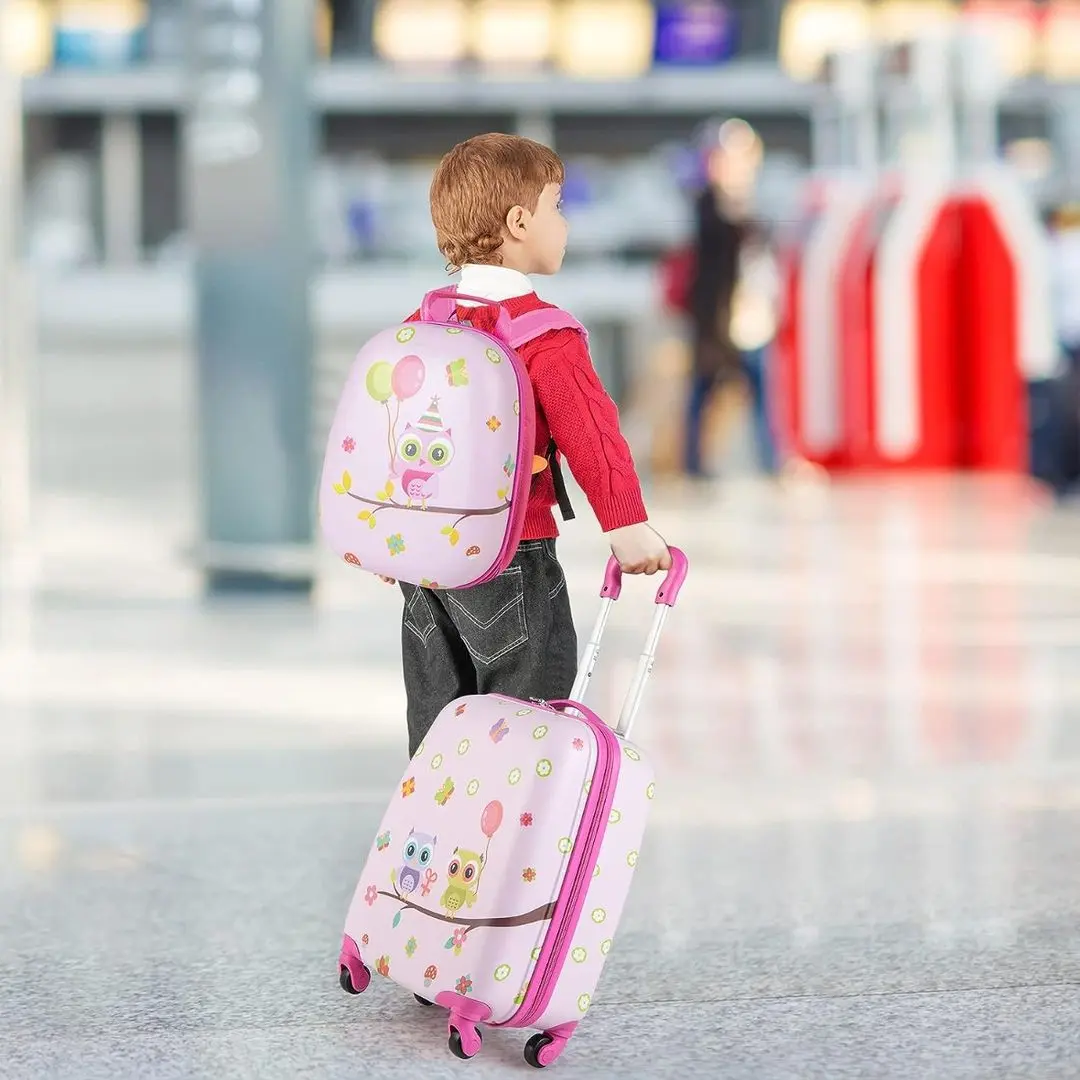 Valiza + ghiozdan pentru copii Costway BN10004ZS (Pink)