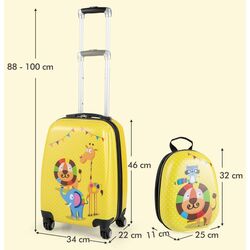 Valiza + ghiozdan pentru copii Costway BN10007 (Yellow) Thumb