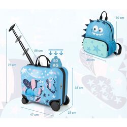 Valiza + ghiozdan pentru copii Costway BN10024BL (Blue) Thumb