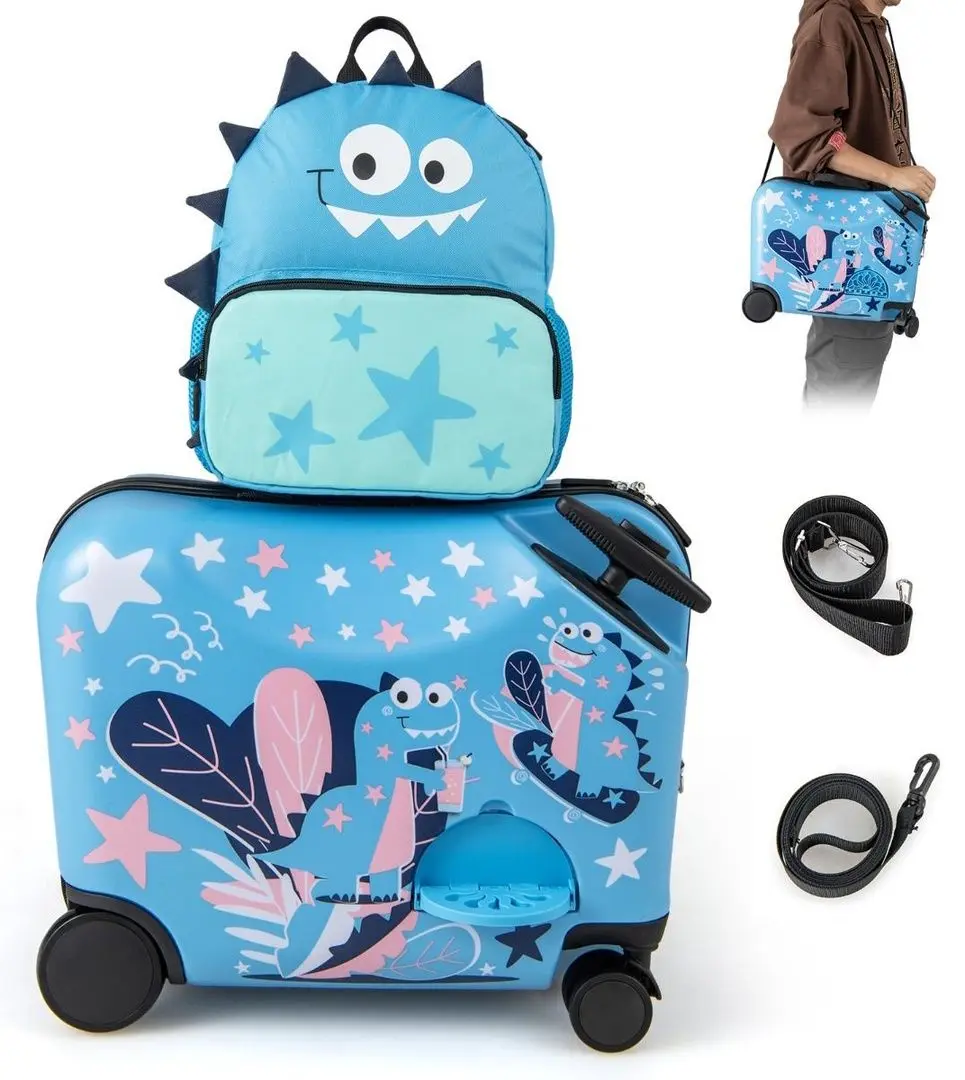 Valiza + ghiozdan pentru copii Costway BN10024BL (Blue)