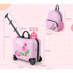 Valiza + ghiozdan pentru copii Costway BN10024FS (Pink) Thumb