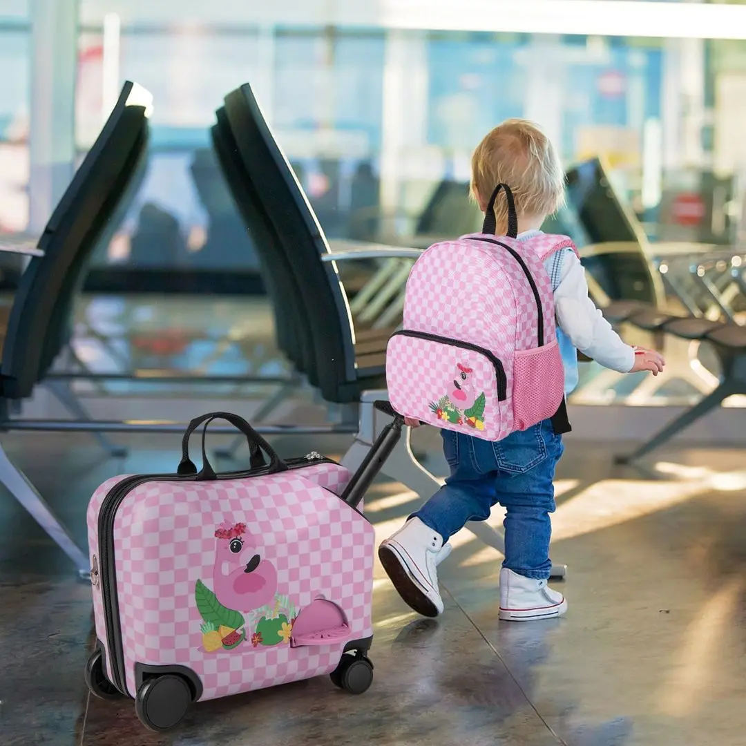 Valiza + ghiozdan pentru copii Costway BN10024FS (Pink)